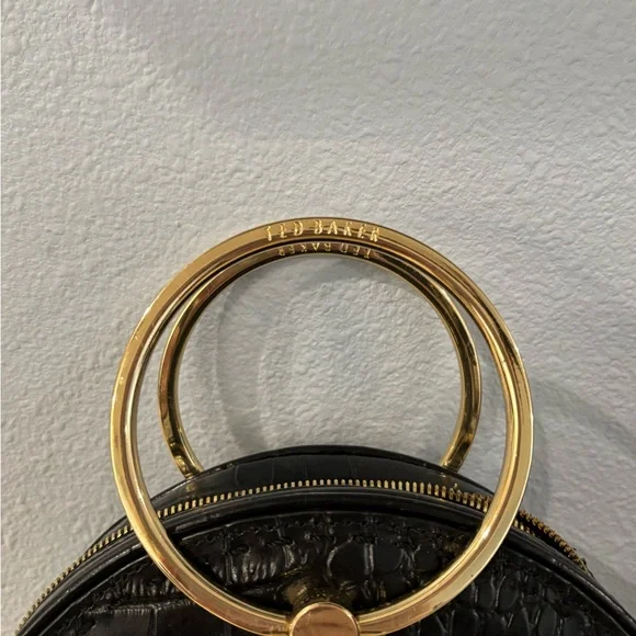 Ted Baker Black Croc-Embossed Circle Clutch - Picture 2 of 6